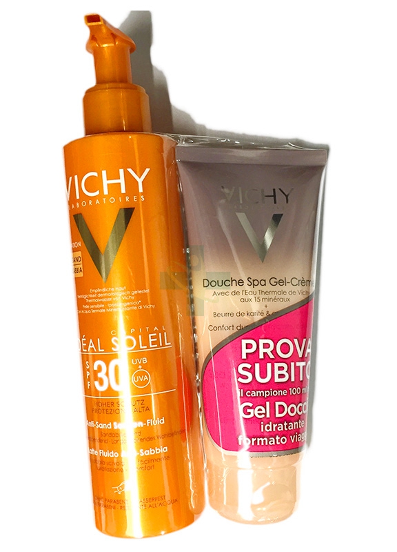 Vichy Linea Ideal Soleil SPF30 Latte Fluido Anti-Sabbia + Doccia SPA Gel Crema