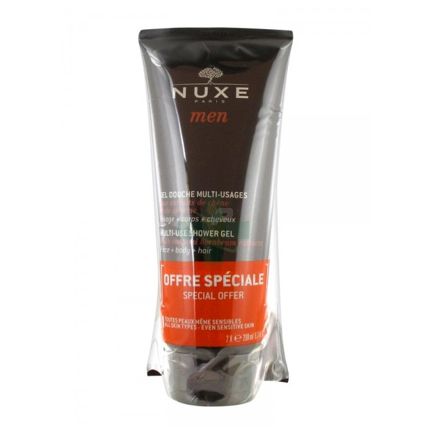 Nuxe Linea Men Gel Douche Gel Detergente Uomo Viso Corpo Capelli 2 x 200 ml
