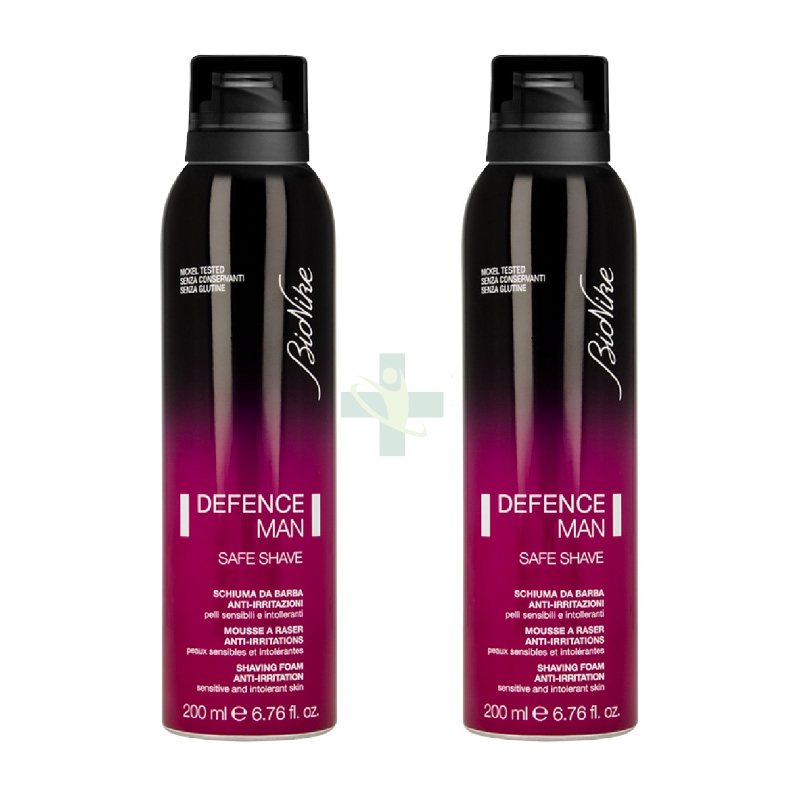 BioNike Linea Defence Man Schiuma da Barba Delicata Uomo Pelli Sensibili 2x200ml