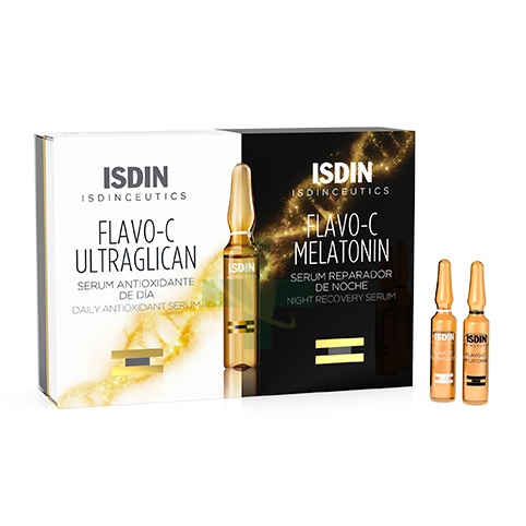 ISDIN Linea Isdinceutics Flavo-C Melatonin + Ultraglican Giorno e Notte 20 Fiale